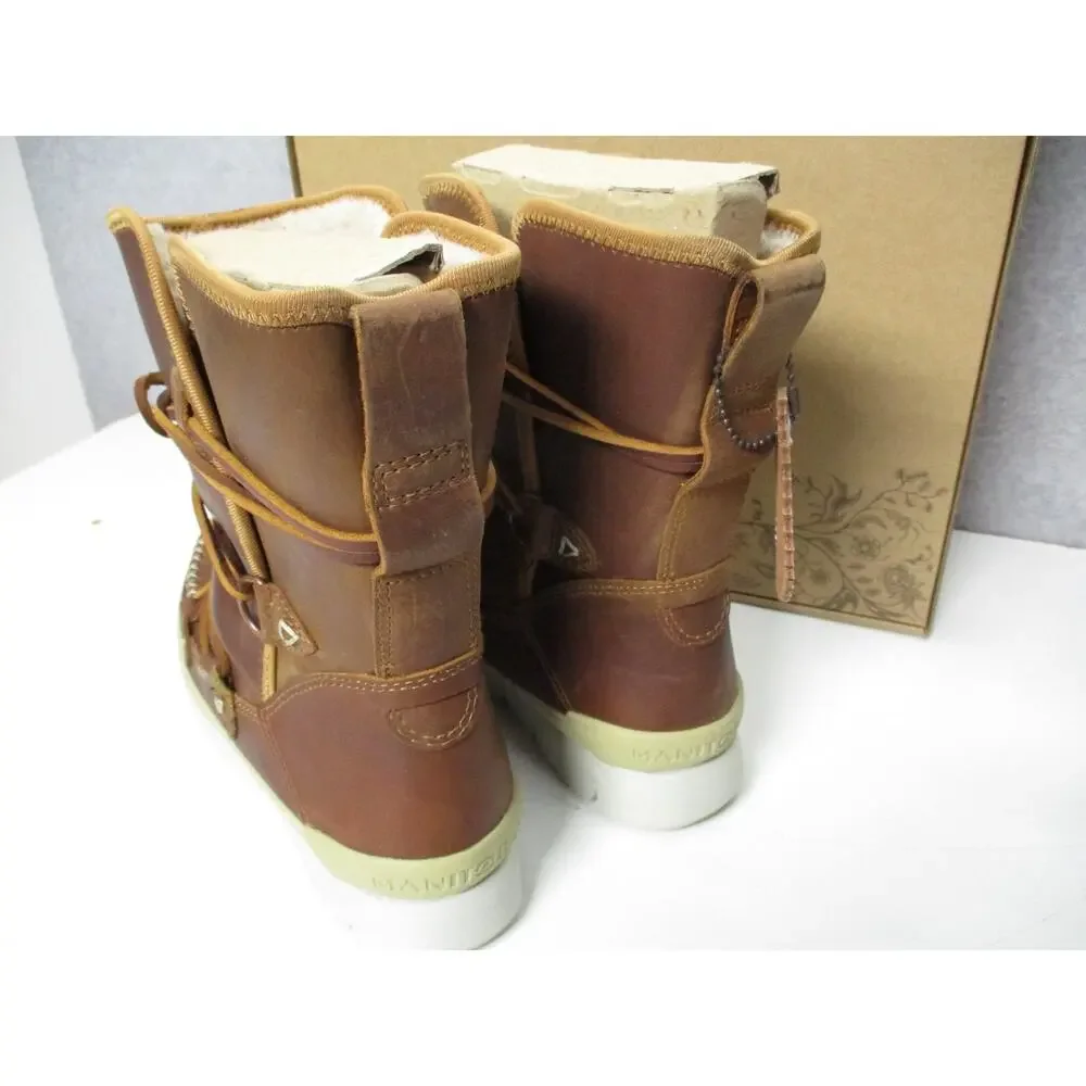 Manitobah Footwear Pacific Half Winter Boots Oak Brown Womens Sz 7